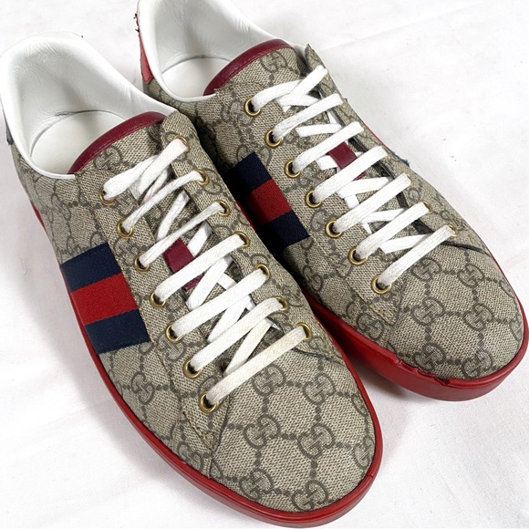 Gucci Ace GG Supreme Monogram Logo Canvas Sneaker Size Men's 9 G - Picture 3 of 13